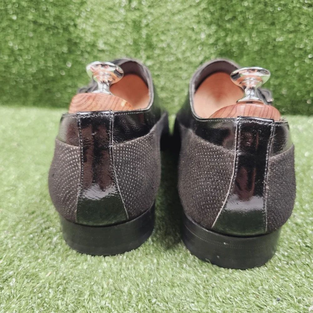 Mezlan Havre Black Leather Monk Strap Beaded Loafer Dress Shoes Mens 11
